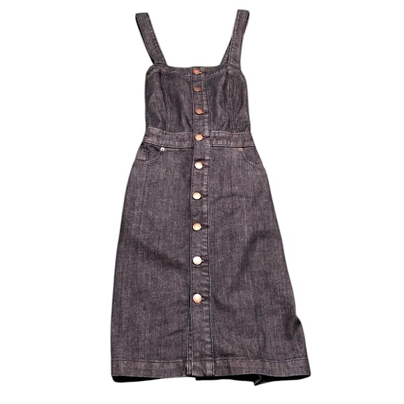 NWOT A New Day Jean Denim Sleeveless Cotton Apron Dress w Criss Cross Back - Picture 6 of 16